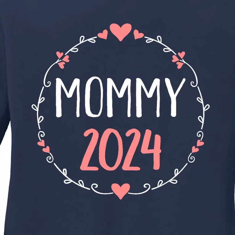 Mommy 2024 For Pregnancy Announcement Ladies Long Sleeve Shirt