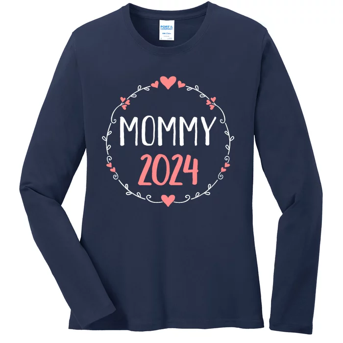 Mommy 2024 For Pregnancy Announcement Ladies Long Sleeve Shirt