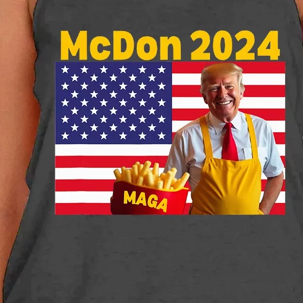 Mcdon 2024 Funny Donald Trump French Fry Cooking Fries Women's Knotted Racerback Tank