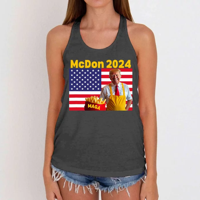 Mcdon 2024 Funny Donald Trump French Fry Cooking Fries Women's Knotted Racerback Tank