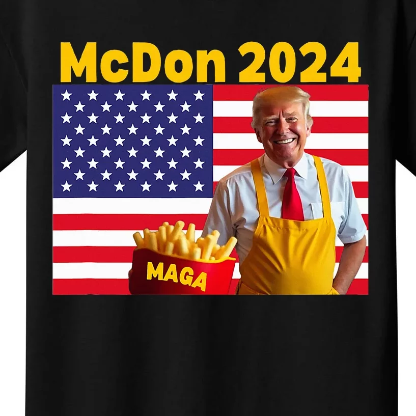 Mcdon 2024 Funny Donald Trump French Fry Cooking Fries Kids T-Shirt