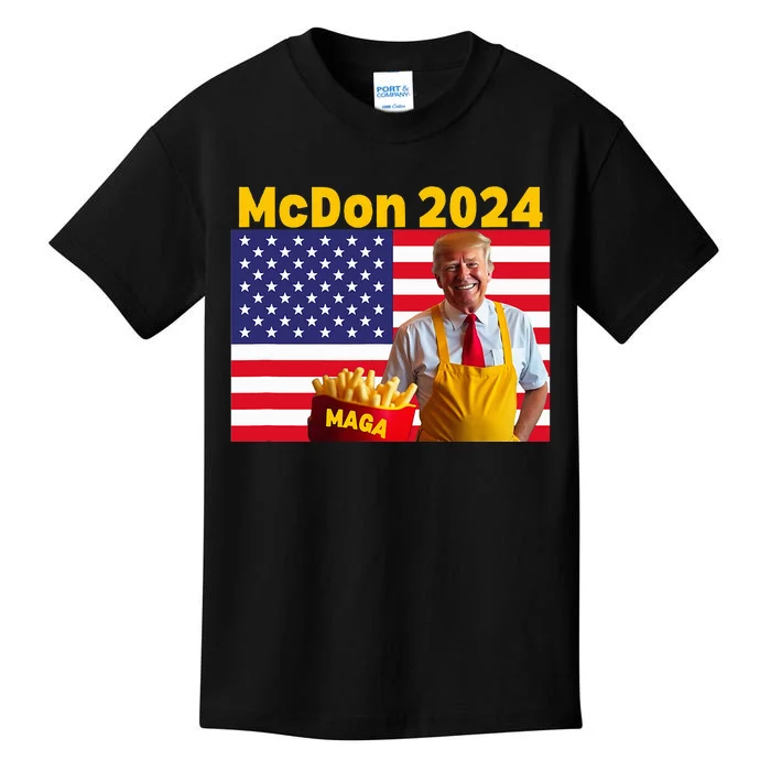 Mcdon 2024 Funny Donald Trump French Fry Cooking Fries Kids T-Shirt