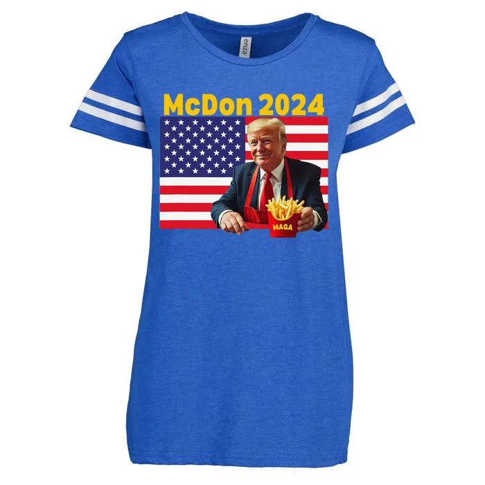 Mcdon 2024 Funny Donald Trump French Fry Cooking Fries Gift Enza Ladies Jersey Football T-Shirt