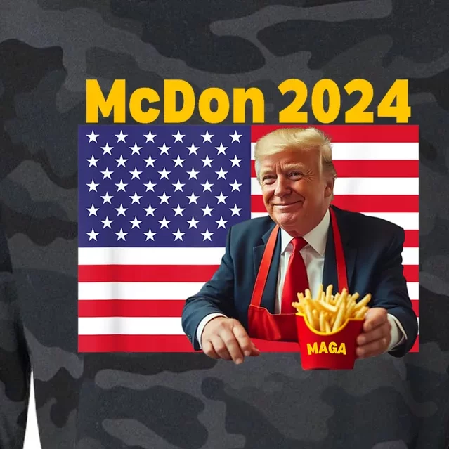 Mcdon 2024 Funny Donald Trump French Fry Cooking Fries Cropped Pullover Crew