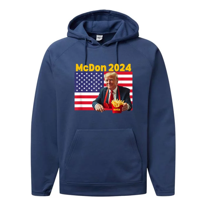 Mcdon 2024 Funny Donald Trump French Fry Cooking Fries Performance Fleece Hoodie