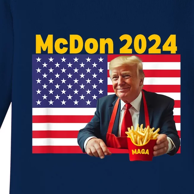 Mcdon 2024 Funny Donald Trump French Fry Cooking Fries Baby Long Sleeve Bodysuit