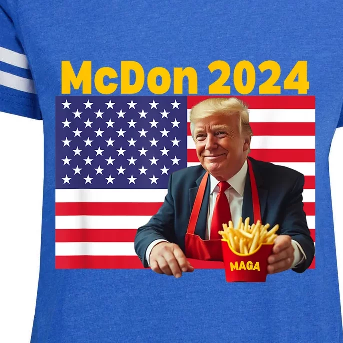 Mcdon 2024 Funny Donald Trump French Fry Cooking Fries Enza Ladies Jersey Football T-Shirt