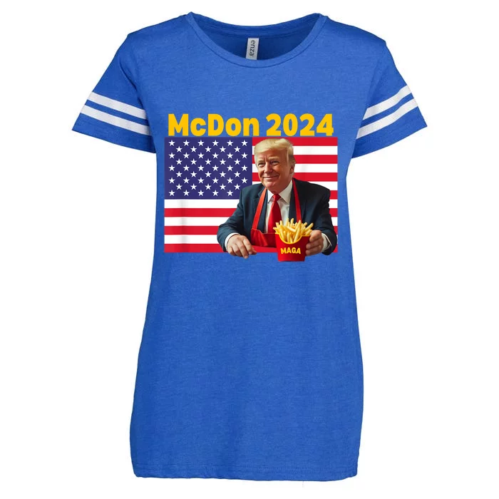 Mcdon 2024 Funny Donald Trump French Fry Cooking Fries Enza Ladies Jersey Football T-Shirt