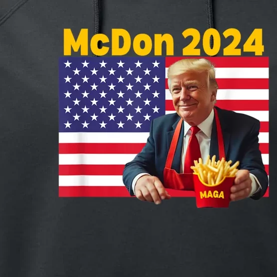 Mcdon 2024 Funny Donald Trump French Fry Cooking Fries Performance Fleece Hoodie