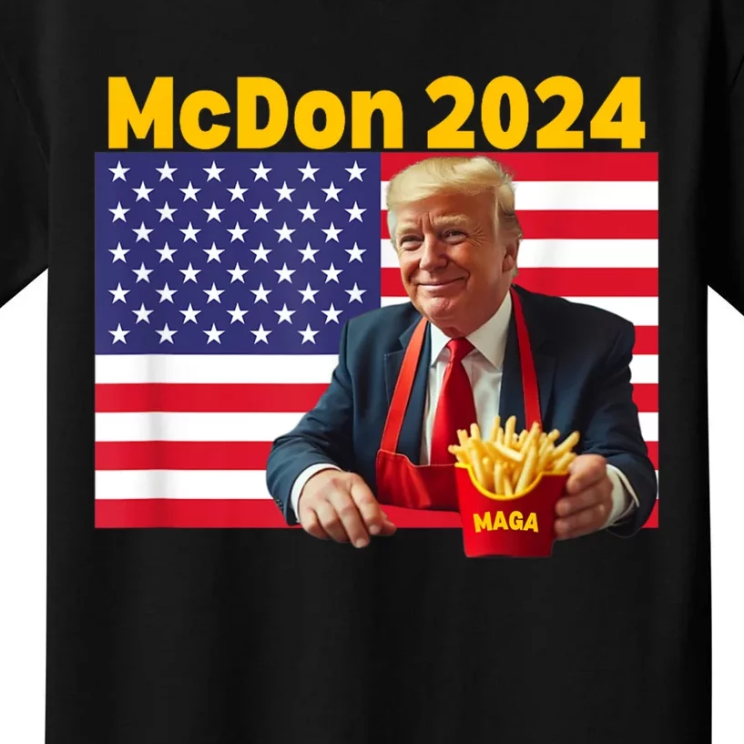 Mcdon 2024 Funny Donald Trump French Fry Cooking Fries Kids T-Shirt