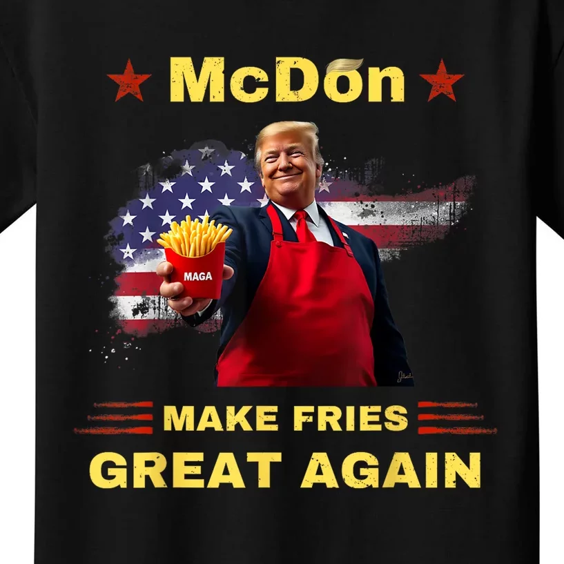 Mcdon 2024 Funny Donald Trump French Fry Cooking Friesff Kids T-Shirt