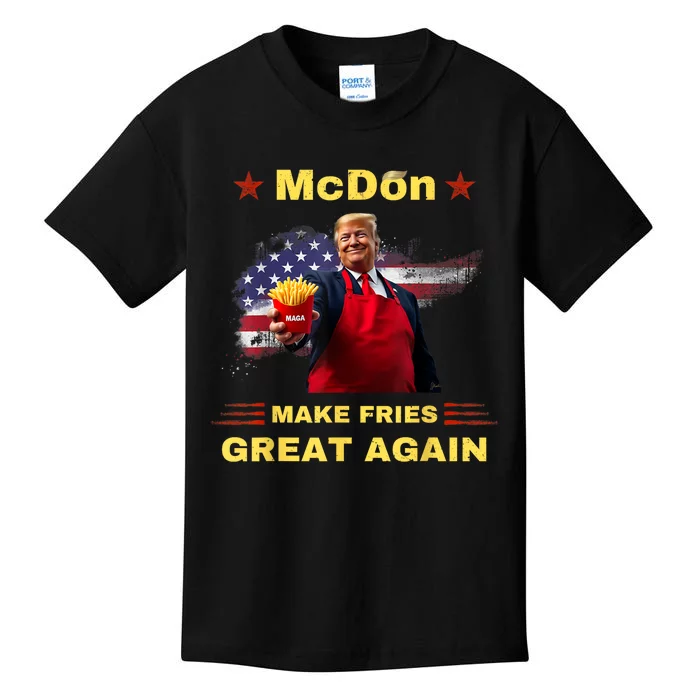 Mcdon 2024 Funny Donald Trump French Fry Cooking Friesff Kids T-Shirt