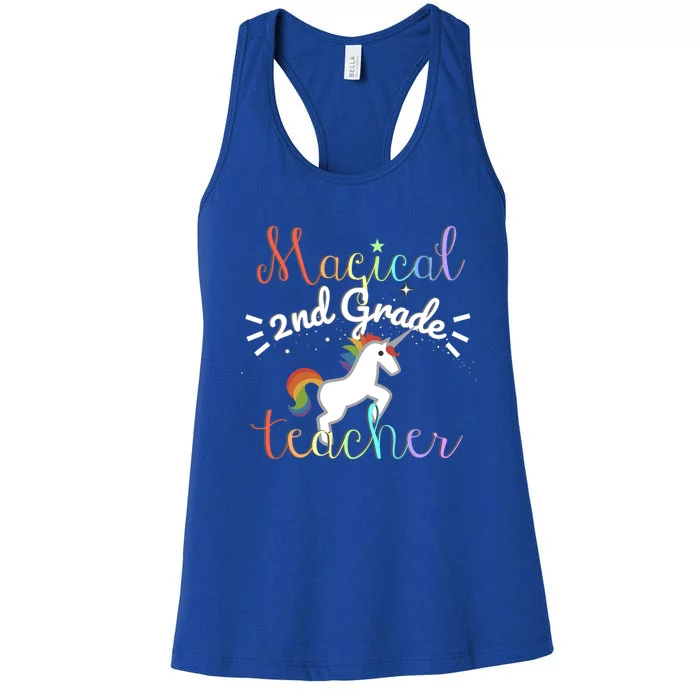 Magical 2Nd Grade Teacher Rainbow Unicorn Second Grade Gift Women's Racerback Tank