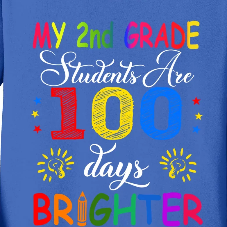 My 2nd Grade Students Are 100 Days Brighter Funny Gift Teachers Gift Kids Long Sleeve Shirt