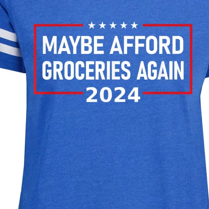 Maga 2024 Maybe Afford Groceries Again Retro Trump 2024 Enza Ladies Jersey Football T-Shirt