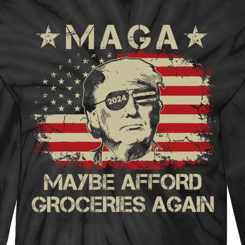 Maga 2024 Maybe Afford Groceries Again Retro Trump 2024 Tie-Dye Long Sleeve Shirt