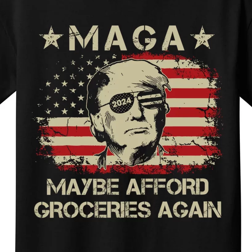 Maga 2024 Maybe Afford Groceries Again Retro Trump 2024 Kids T-Shirt