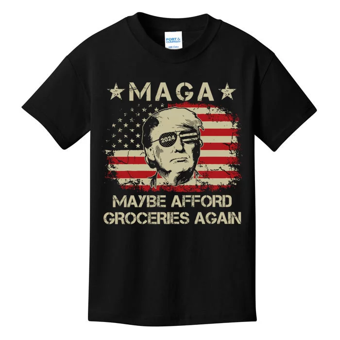 Maga 2024 Maybe Afford Groceries Again Retro Trump 2024 Kids T-Shirt