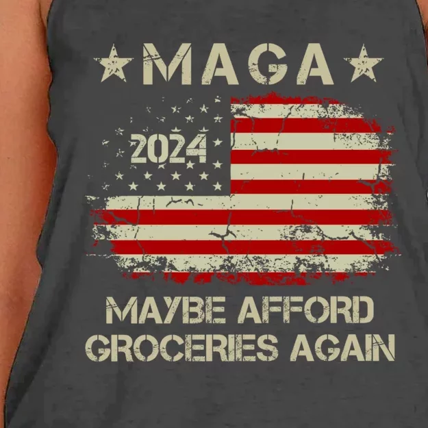 Maga 2024 Maybe Afford Groceries Again Retro Trump 2024 Women's Knotted Racerback Tank