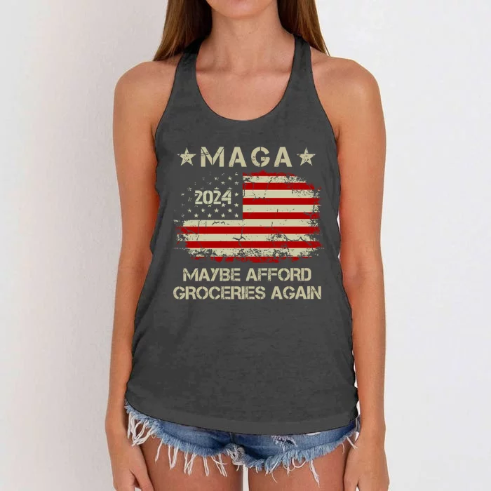 Maga 2024 Maybe Afford Groceries Again Retro Trump 2024 Women's Knotted Racerback Tank