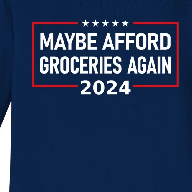 Maga 2024 Maybe Afford Groceries Again Retro Trump 2024 Baby Long Sleeve Bodysuit