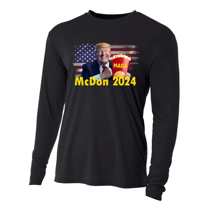 Mcdon 2024 Maga Donald Trump Fast Food French Fries Cooling Performance Long Sleeve Crew