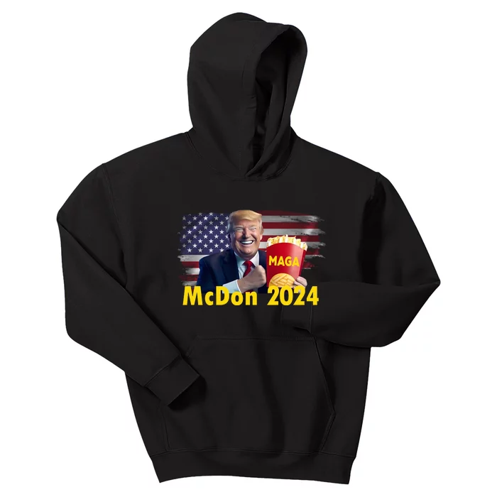 Mcdon 2024 Maga Donald Trump Fast Food French Fries Kids Hoodie