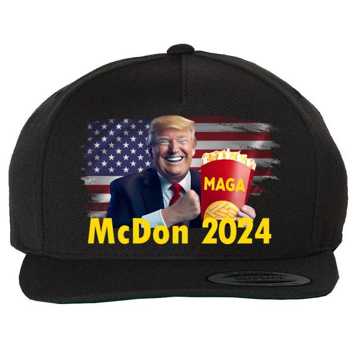 Mcdon 2024 Maga Donald Trump Fast Food French Fries Wool Snapback Cap