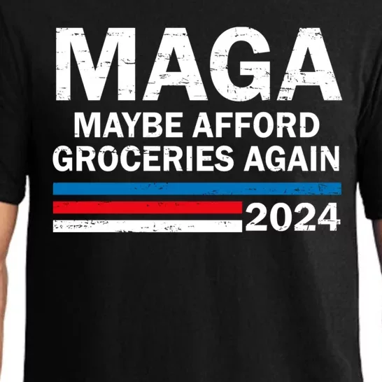 Maga 2024 Maybe Afford Groceries Again Funny American Flag Pajama Set