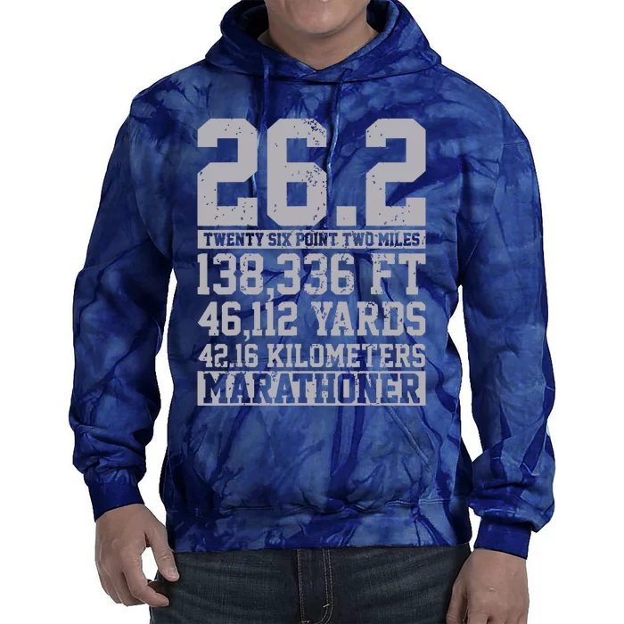 Marathon 262 Miles Running Runner Gift Tie Dye Hoodie