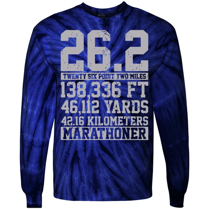 Marathon 262 Miles Running Runner Gift Tie-Dye Long Sleeve Shirt