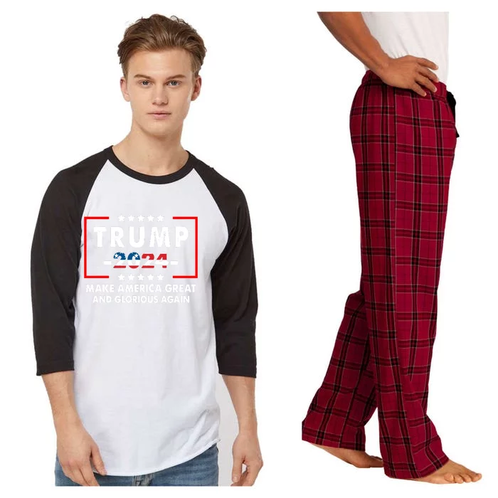 MAGAGA 2024 Make America Great And Glorious Again Trump Shirt Raglan Sleeve Pajama Set