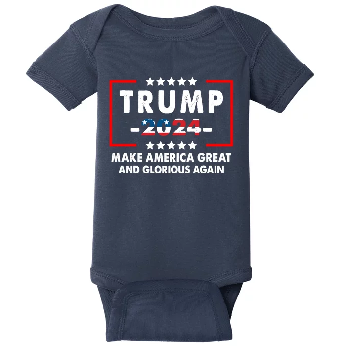 MAGAGA 2024 Make America Great And Glorious Again Trump Shirt Baby Bodysuit