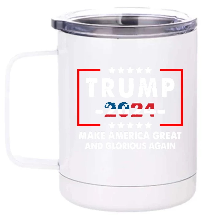 MAGAGA 2024 Make America Great And Glorious Again Trump Shirt Front & Back 12oz Stainless Steel Tumbler Cup