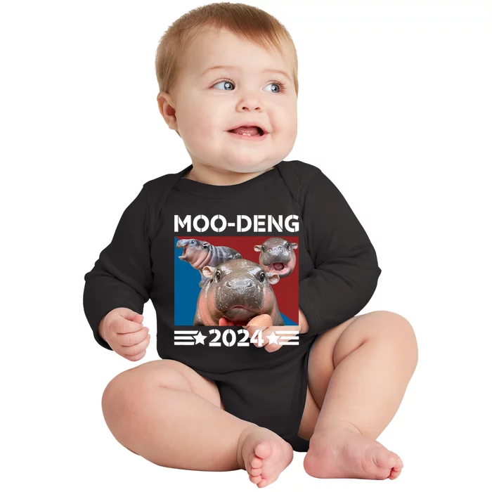 Moodeng 24 Political Baby Pigmy Hippo Moodeng 2024 Election Baby Long Sleeve Bodysuit