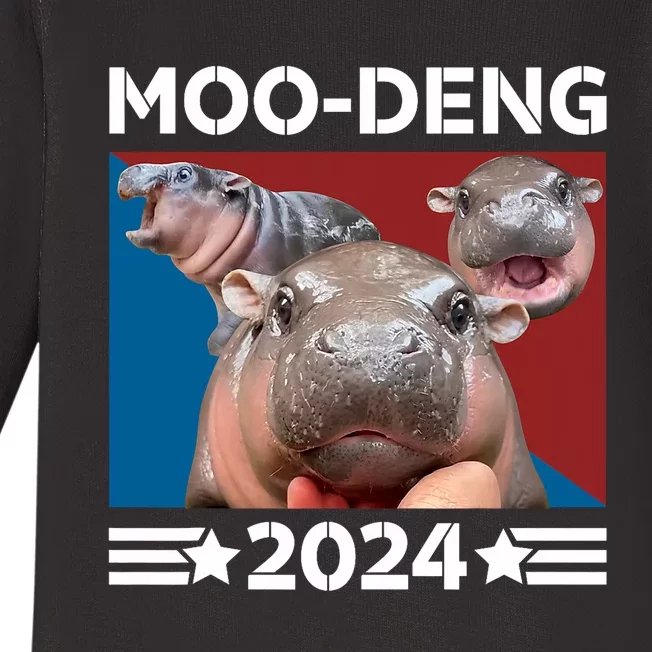 Moodeng 24 Political Baby Pigmy Hippo Moodeng 2024 Election Baby Long Sleeve Bodysuit