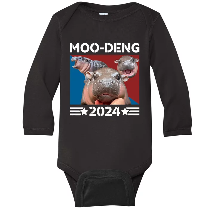 Moodeng 24 Political Baby Pigmy Hippo Moodeng 2024 Election Baby Long Sleeve Bodysuit