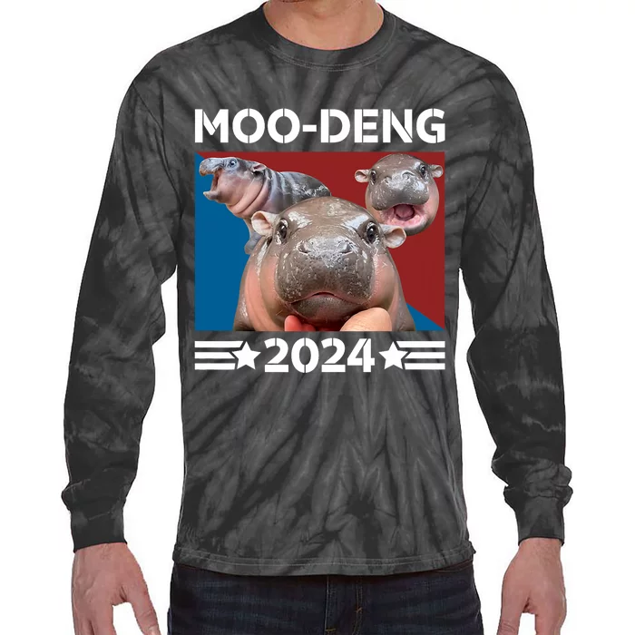 Moodeng 24 Political Baby Pigmy Hippo Moodeng 2024 Election Tie-Dye Long Sleeve Shirt