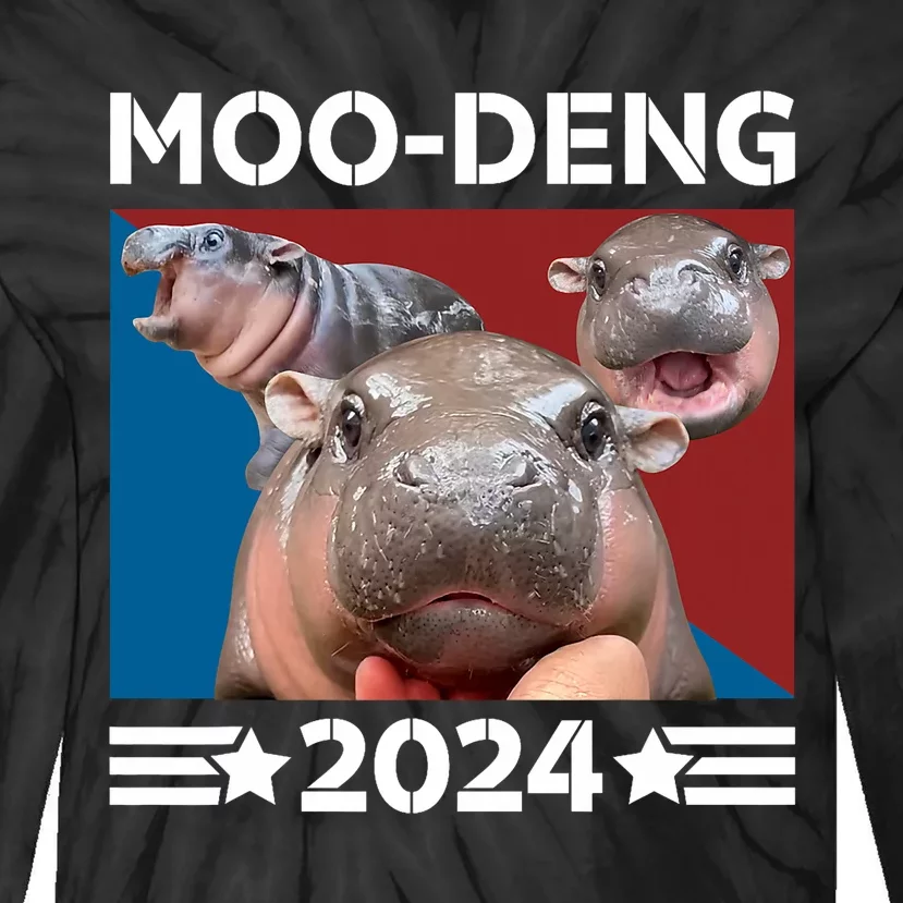 Moodeng 24 Political Baby Pigmy Hippo Moodeng 2024 Election Tie-Dye Long Sleeve Shirt