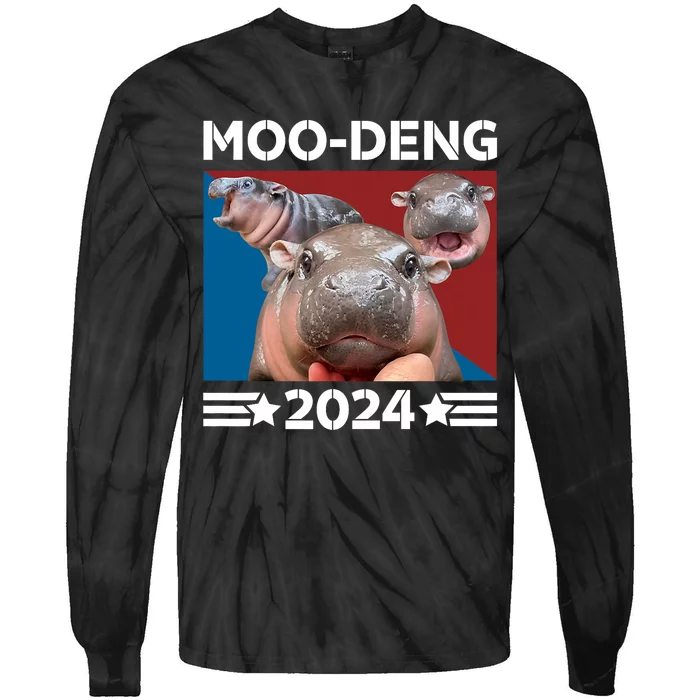 Moodeng 24 Political Baby Pigmy Hippo Moodeng 2024 Election Tie-Dye Long Sleeve Shirt