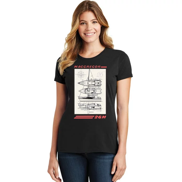 MacGregor 26M Sailboat Line Drawing Women's T-Shirt