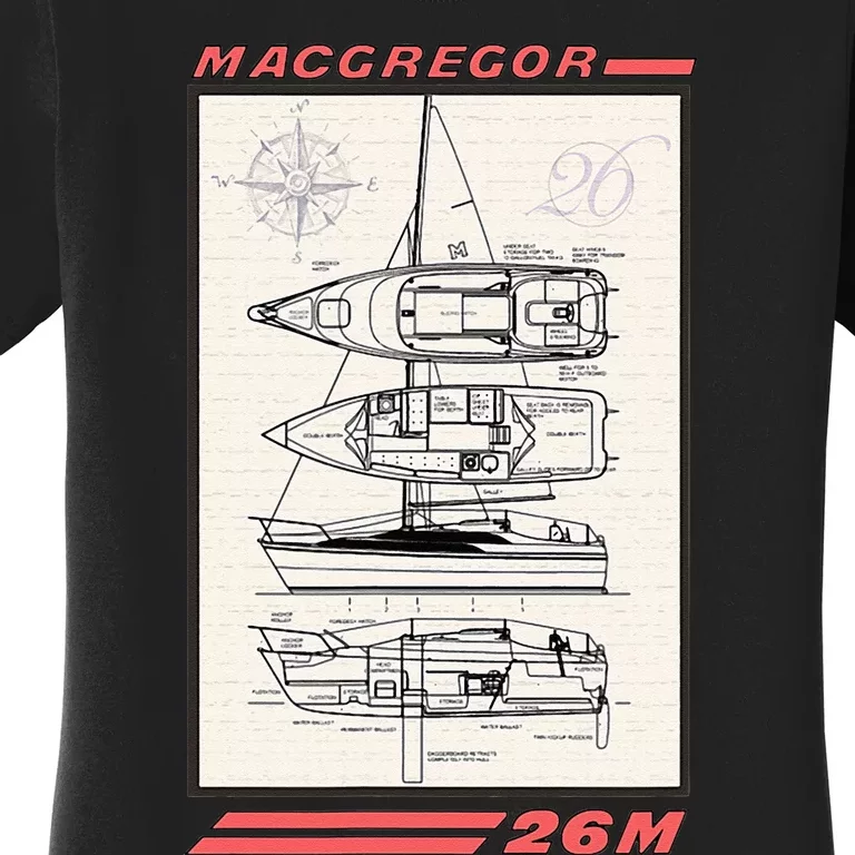 MacGregor 26M Sailboat Line Drawing Women's T-Shirt