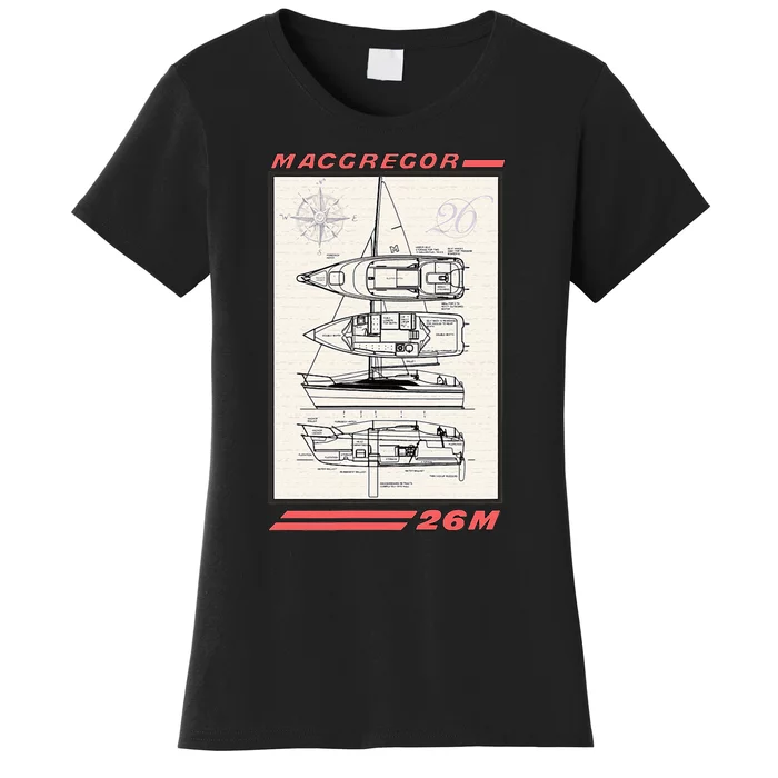 MacGregor 26M Sailboat Line Drawing Women's T-Shirt