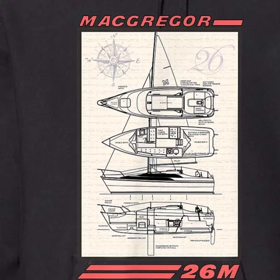 MacGregor 26M Sailboat Line Drawing Premium Hoodie