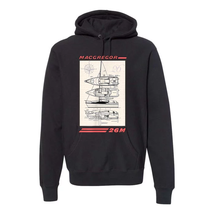 MacGregor 26M Sailboat Line Drawing Premium Hoodie