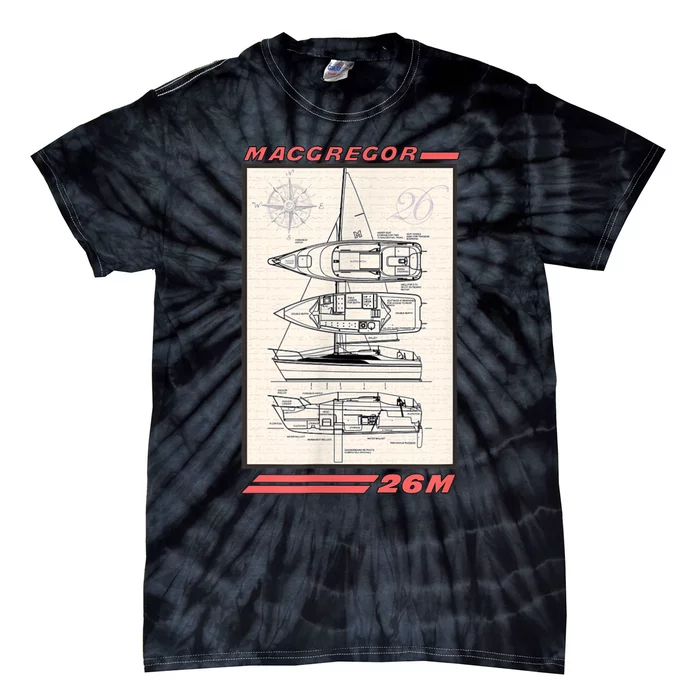 MacGregor 26M Sailboat Line Drawing Tie-Dye T-Shirt