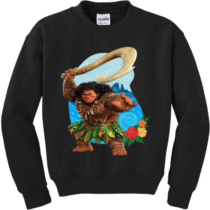 Moana 2 Tropical Island Adventure Maui With Fish Hook Kids Sweatshirt