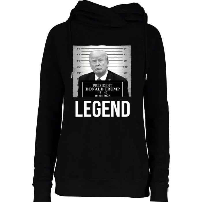 Mugshot 2024 Trump Legend Womens Funnel Neck Pullover Hood