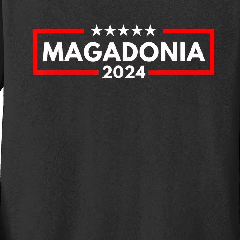 Magadonia 2024 Trump Voter Proud Trump Supporter Magadonian Kids Long Sleeve Shirt