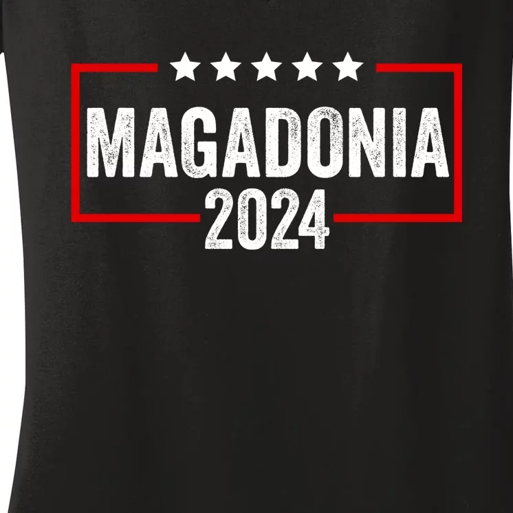 Magadonia 2024 Trump Voter Proud Trump Supporter Magadonian Women's V-Neck T-Shirt